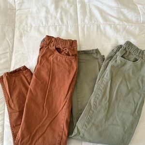 H&M Rust and green Relaxed Tapered Pants